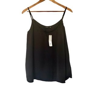 Last day! Black Tank Top Shirt Cami with lace neckline